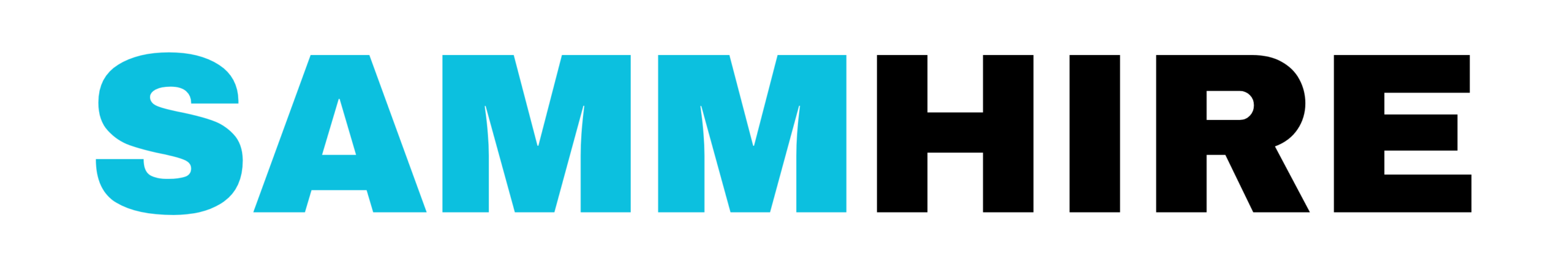 Samm hire logo header in blue and black